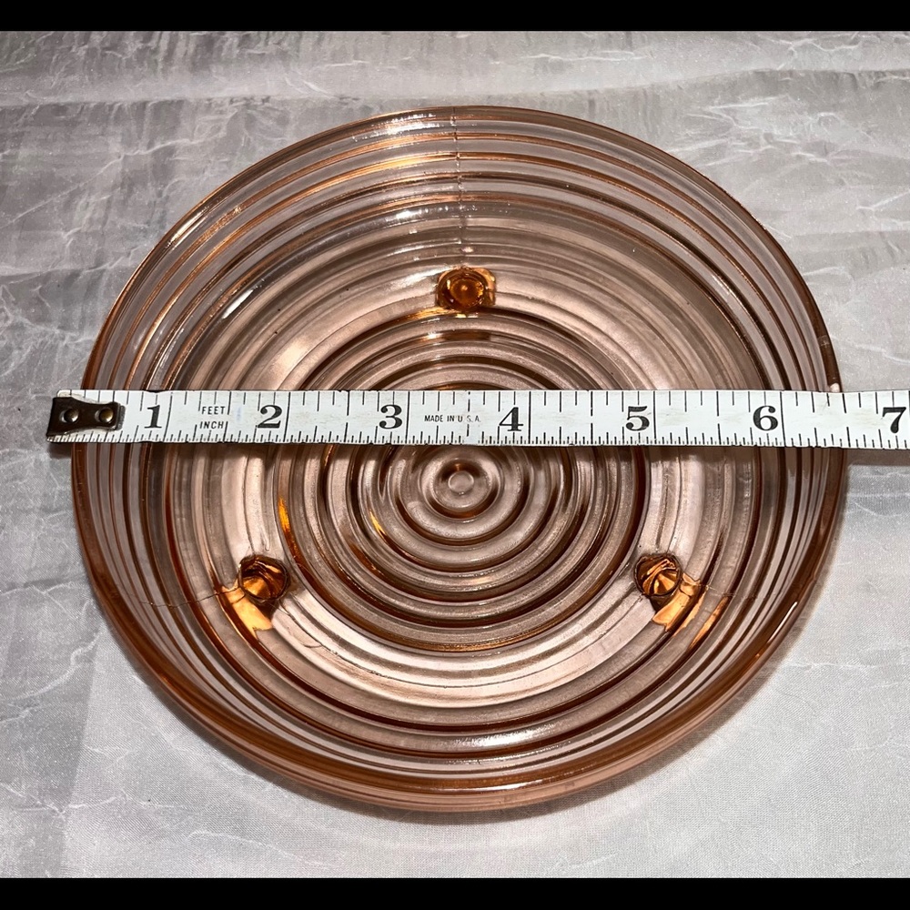 Sold! Vintage Anchor Hocking Pink Depression Glass Candy Dish Manhattan Pattern - Picture 3 of 4